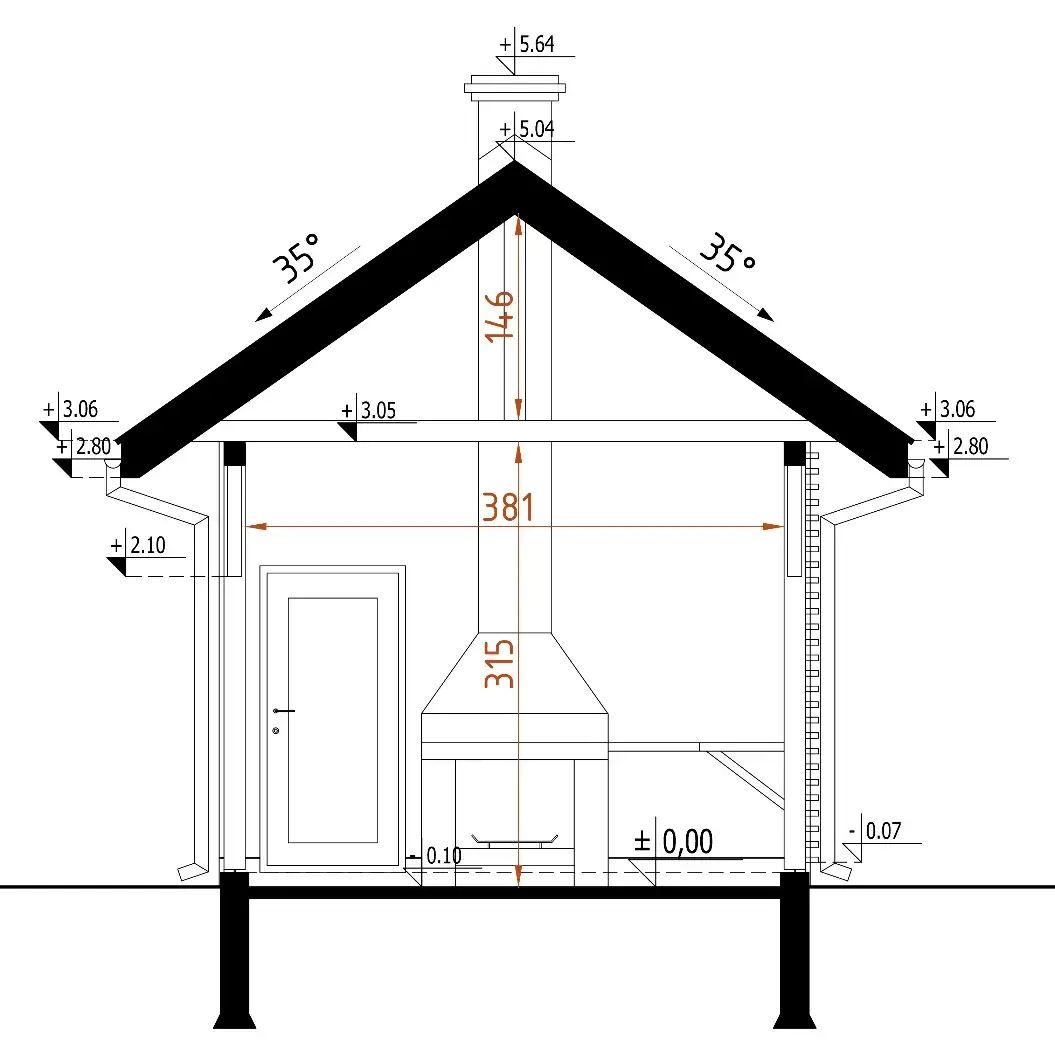 Rysunek techniczny altany do 35m2